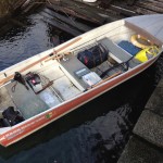 The Anonima Cucchiaino boat: Canadian 430, fuoribordo 6cv, motore elettrico 46lbs, equipaggiato da pesca.