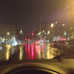 asfalto bagnato all'alba