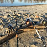 Le nostre combo: NRX 5/16oz 6'6" con stella 4000 bobinato a KAIRIKI 15lbs; Yasei Trout 270cm con Aernos 4000, treccia Power Pro slick 20 lbs; Speedmaster Special Parabolic 240 con Sustain 5000, sufix 20lbs. Per tutti finale fluorocarbon Aspire 0,30 lungo un metro e mezzo circa.